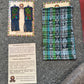 Guatemalan Mayan Textile Statement Earrings with Handmade Clay Beads, medium length, navy rectangle