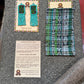 Guatemalan Mayan Textile Statement Earrings with Handmade Clay Beads, medium length, turquoise rectangle