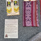 Guatemalan Mayan Textile Statement Earrings with Handmade Clay Beads, medium length, beige rectangle