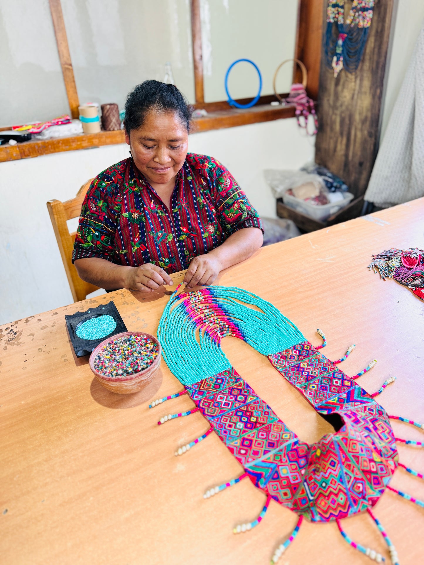 Ceremonial Shoulder Piece with Beaded Chains - Turquesa