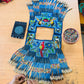 Handmade Poncho with Hand-Embroidered Birds and Beaded Fringes - Navy Blue