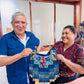 Handmade Poncho with Hand-Embroidered Birds and Beaded Fringes - Navy Blue