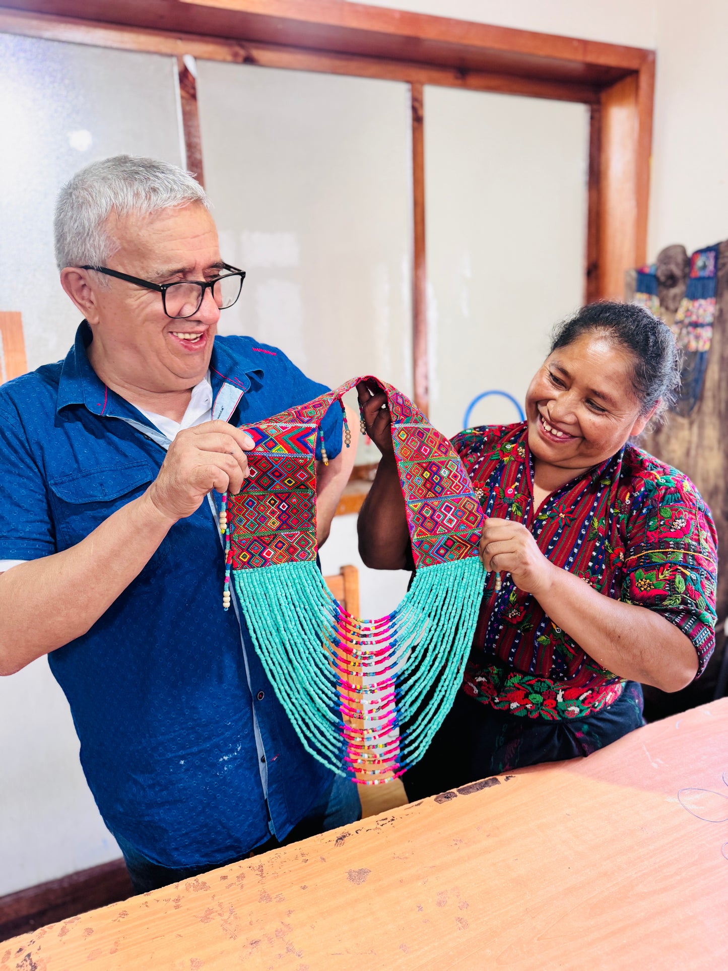 Ceremonial Shoulder Piece with Beaded Chains - Turquesa