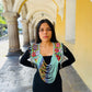 Shoulder Cape with Draped Beads - Huipil Capa Jardin de Lavanda