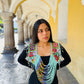 Shoulder Cape with Draped Beads - Huipil Capa Jardin de Lavanda