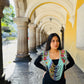 Shoulder Cape with Draped Beads - Huipil Capa Jardin de Lavanda