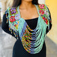 Shoulder Cape with Draped Beads - Huipil Capa Jardin de Lavanda