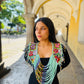 Shoulder Cape with Draped Beads - Huipil Capa Jardin de Lavanda
