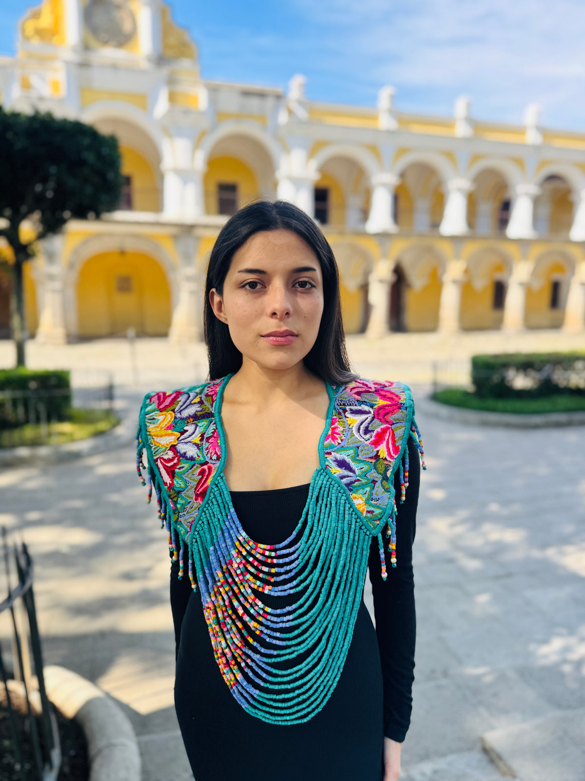 Shoulder Cape with Draped Beads - Huipil Capa Primavera Silvestre