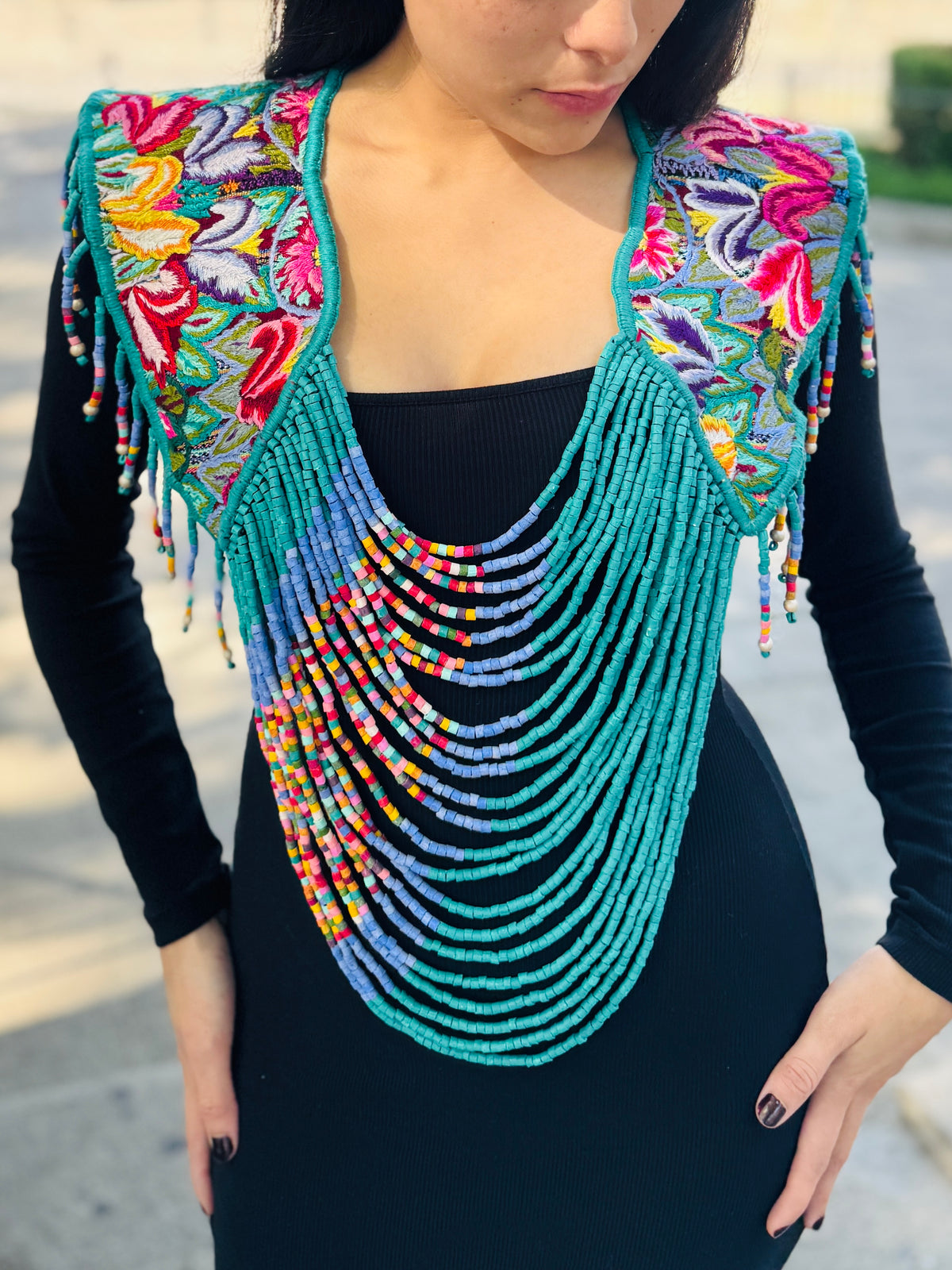 Shoulder Cape with Draped Beads - Huipil Capa Primavera Silvestre