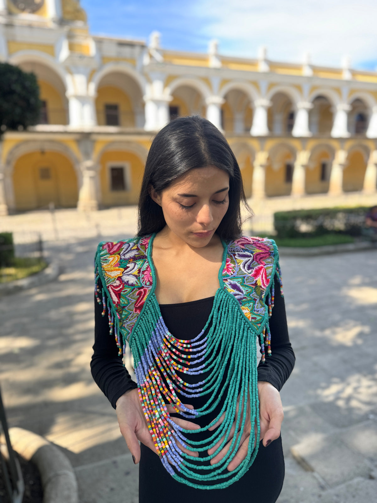 Shoulder Cape with Draped Beads - Huipil Capa Primavera Silvestre