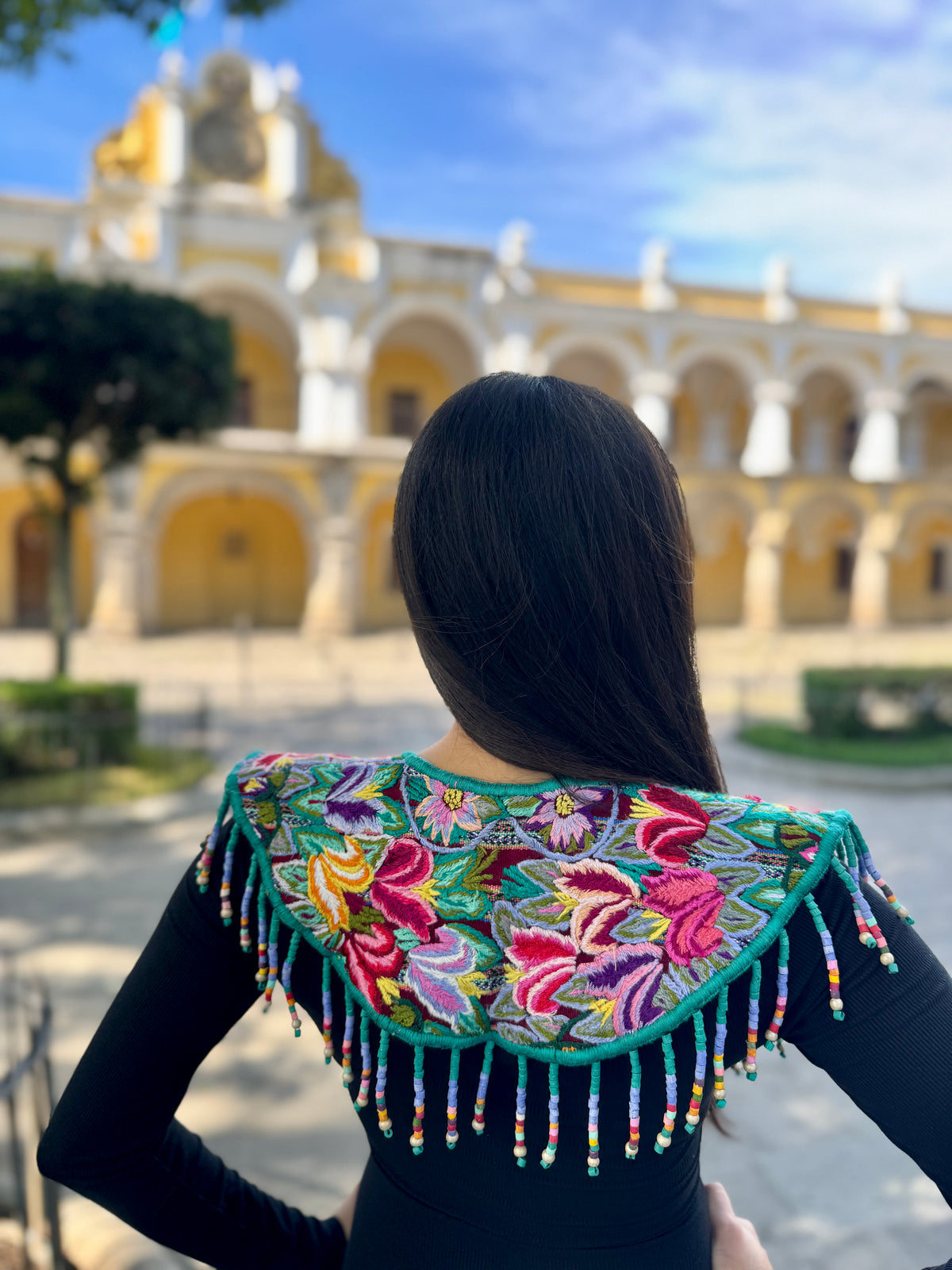Shoulder Cape with Draped Beads - Huipil Capa Primavera Silvestre