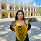 Shoulder Cape with Draped Beads - Huipil Capa Flores de Oro