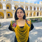 Shoulder Cape with Draped Beads - Huipil Capa Flores de Oro