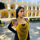 Shoulder Cape with Draped Beads - Huipil Capa Flores de Oro