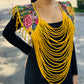 Shoulder Cape with Draped Beads - Huipil Capa Flores de Oro