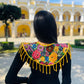 Shoulder Cape with Draped Beads - Huipil Capa Flores de Oro