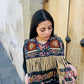 Ceremonial Fringe Poncho with Black Jade - Alas del Cielo