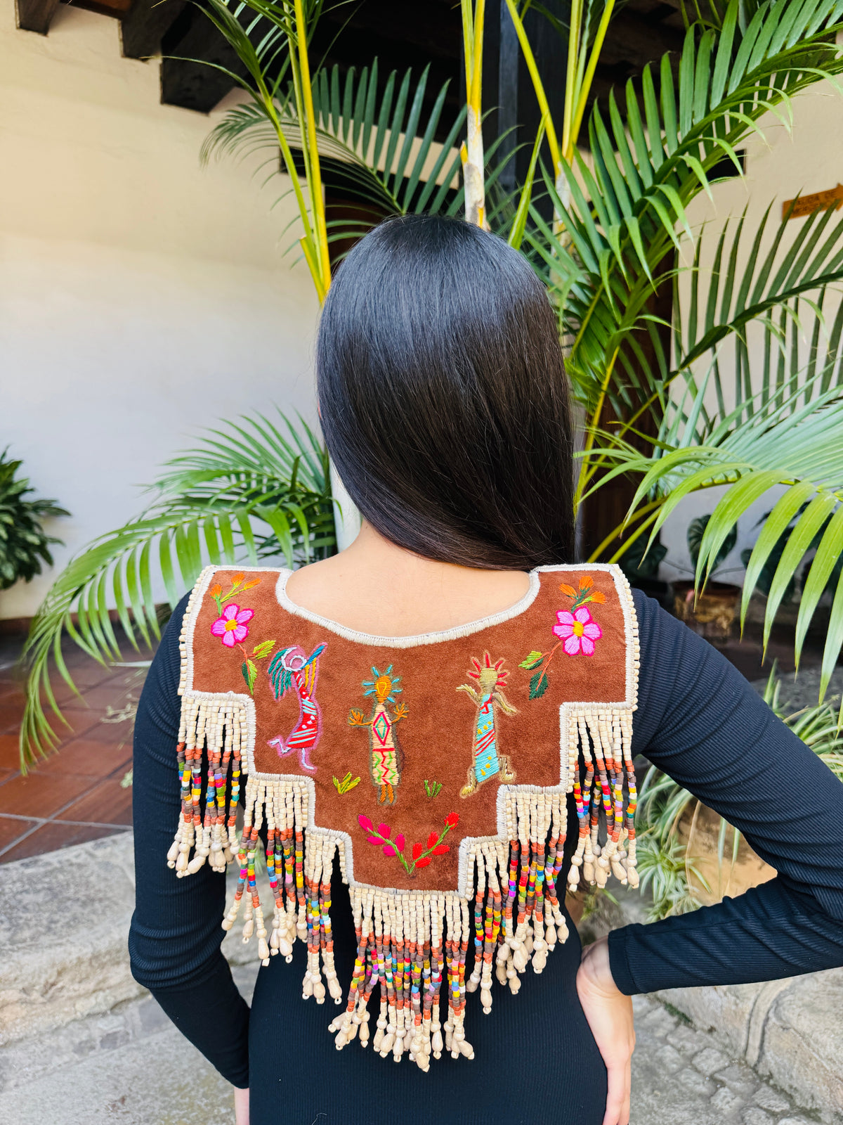 Embroidered Ceremonial Poncho Wearable Art from Santiago Atitlán - Vuelo de Quetzal