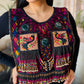 Ceremonial Poncho with Jade & Vintage Huipil - Alas del Cosmos