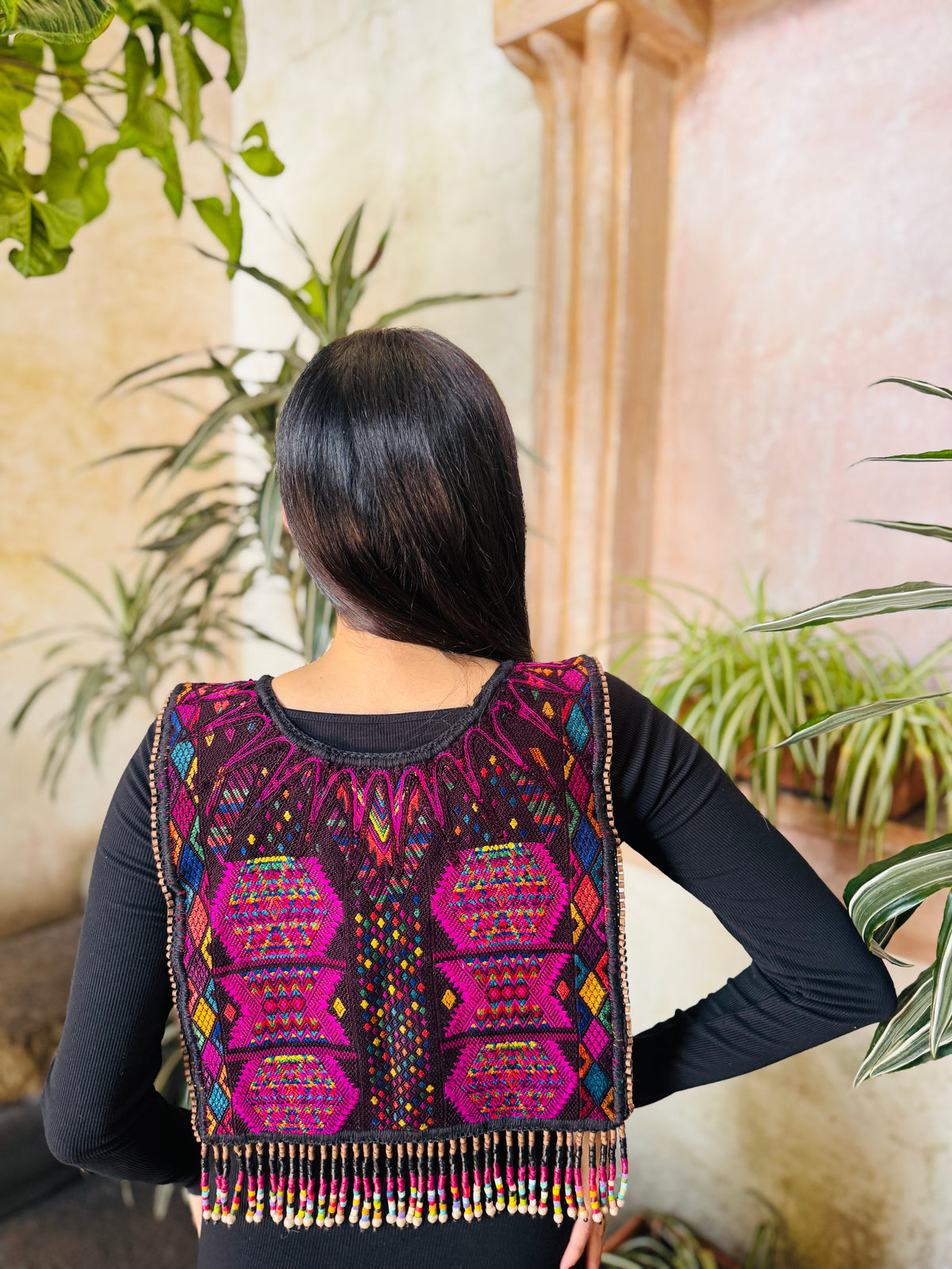 Ceremonial Poncho with Jade & Vintage Huipil - Alas del Cosmos