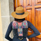 Beaded Tabard Poncho with Traditional Textile & Jade - Universo Nocturno