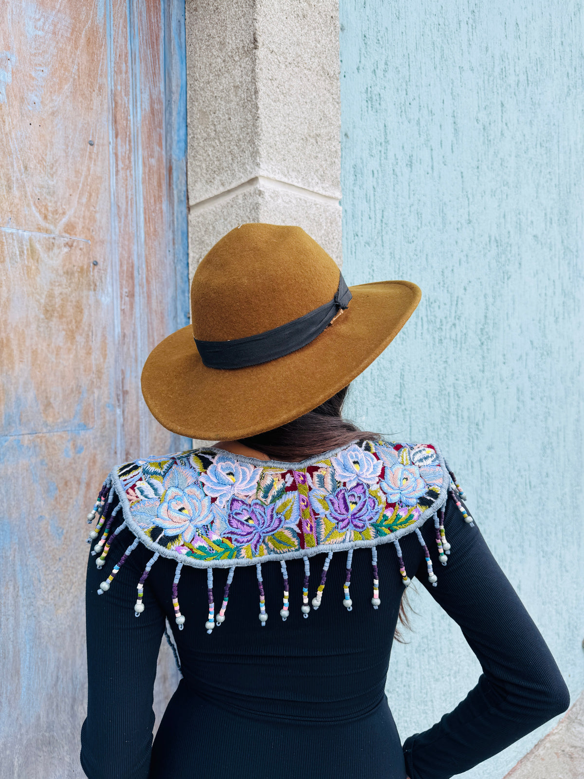 Shoulder Cape with Draped Beads - Huipil Capa Jardin de Invierno