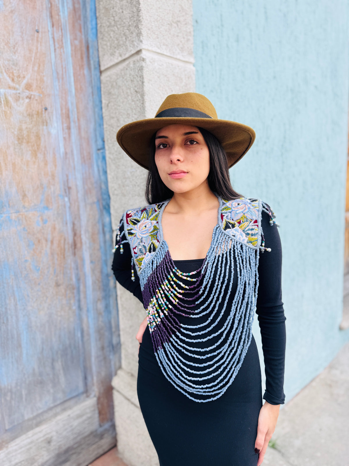 Shoulder Cape with Draped Beads - Huipil Capa Jardin de Invierno