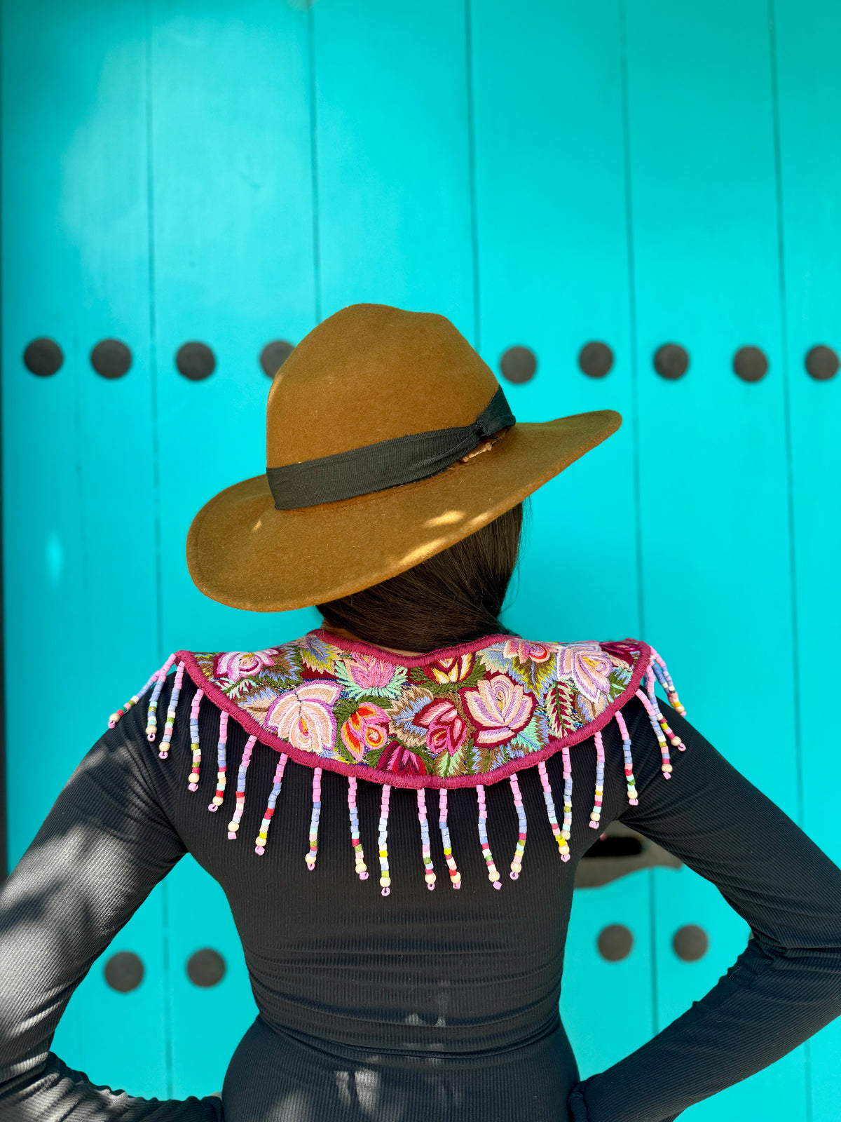 Shoulder Cape with Draped Beads - Huipil Capa Susurro de Rosas