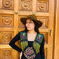 Ceremonial Shoulder Piece with Embroidered Birds and Flowers - Olive Birds