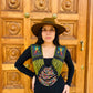 Ceremonial Shoulder Piece with Embroidered Birds and Flowers - Olive Birds