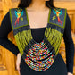 Ceremonial Shoulder Piece with Embroidered Birds and Flowers - Olive Birds