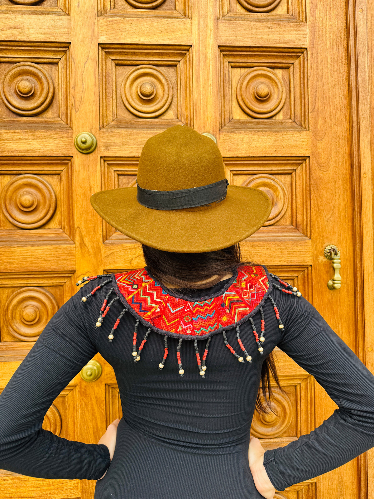 Ceremonial Shoulder Piece with Jade Stones and Ceramic Beads - Chachales