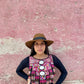 Wearable Art Poncho with Vintage Chichi Textile and Lavender Jade - Cielo Rosa