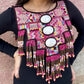 Wearable Art Poncho with Vintage Chichi Textile and Lavender Jade - Cielo Rosa