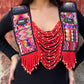 Ceremonial Shoulder Piece with Black Jade and Embroidered Birds - Red Cosmology