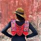 Ceremonial Shoulder Piece with Black Jade and Embroidered Birds - Red Cosmology