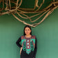 Beaded Tabard Poncho with Traditional Textile & Lilac Jade - Via Turquesa