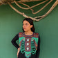 Beaded Tabard Poncho with Traditional Textile & Lilac Jade - Via Turquesa