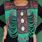 Beaded Tabard Poncho with Traditional Textile & Lilac Jade - Via Turquesa
