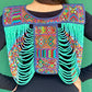 Beaded Tabard Poncho with Traditional Textile & Lilac Jade - Via Turquesa