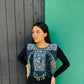 Beaded Tabard Poncho with Traditional Textile & Jade - Noche de Colores