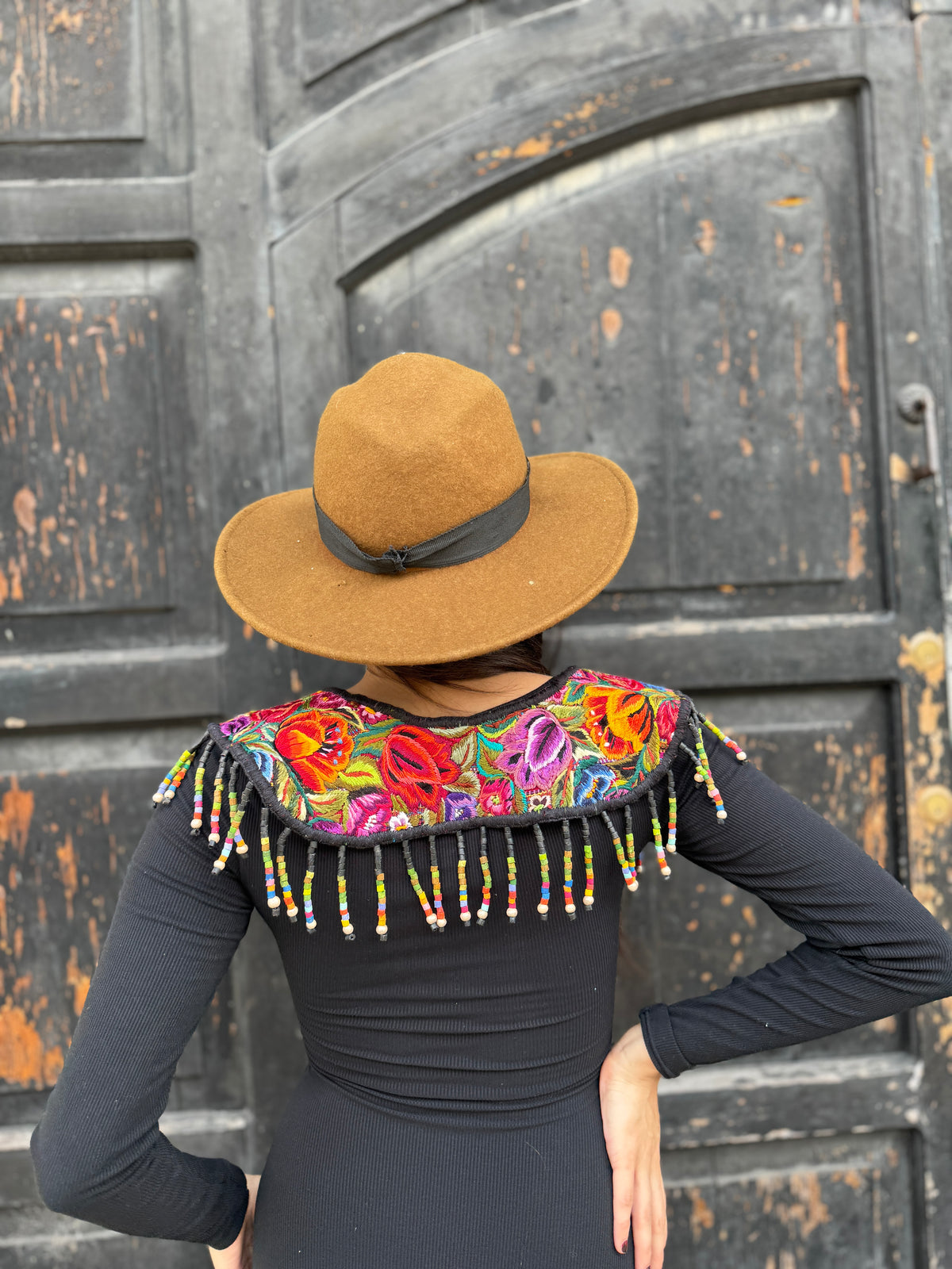 Shoulder Cape with Draped Beads - Huipil Capa Primavera Nocturna