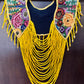Shoulder Cape with Draped Beads - Huipil Capa Flores de Oro