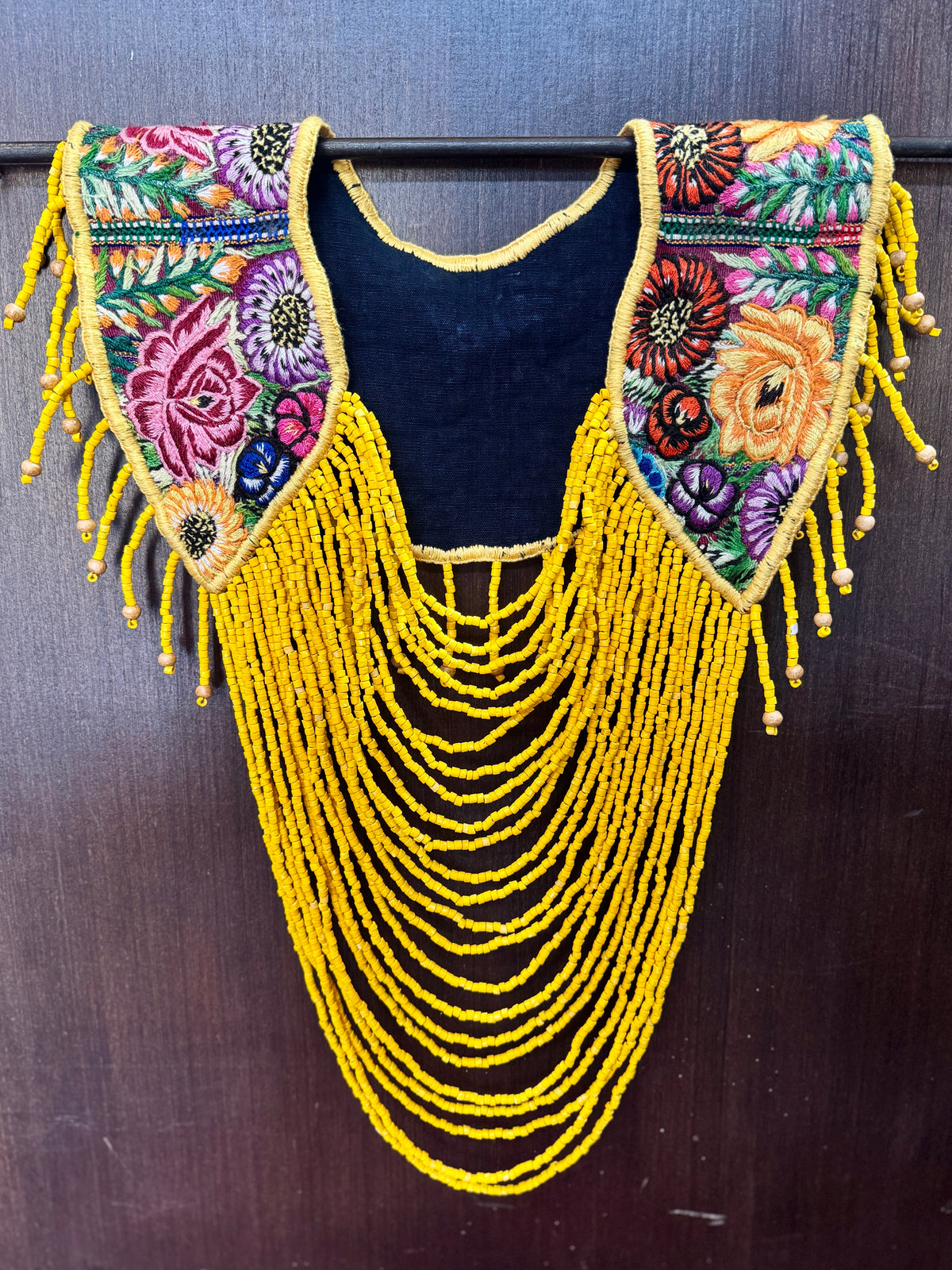 Shoulder Cape with Draped Beads - Huipil Capa Flores de Oro