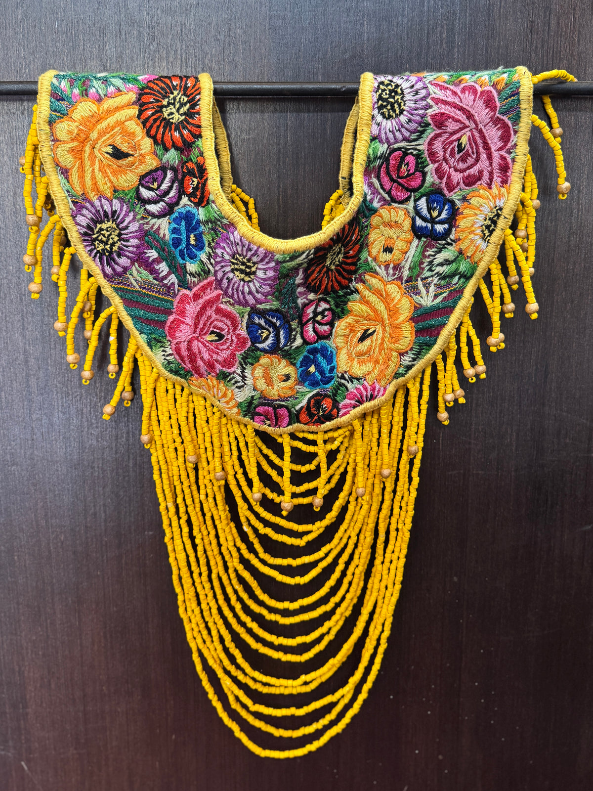 Shoulder Cape with Draped Beads - Huipil Capa Flores de Oro