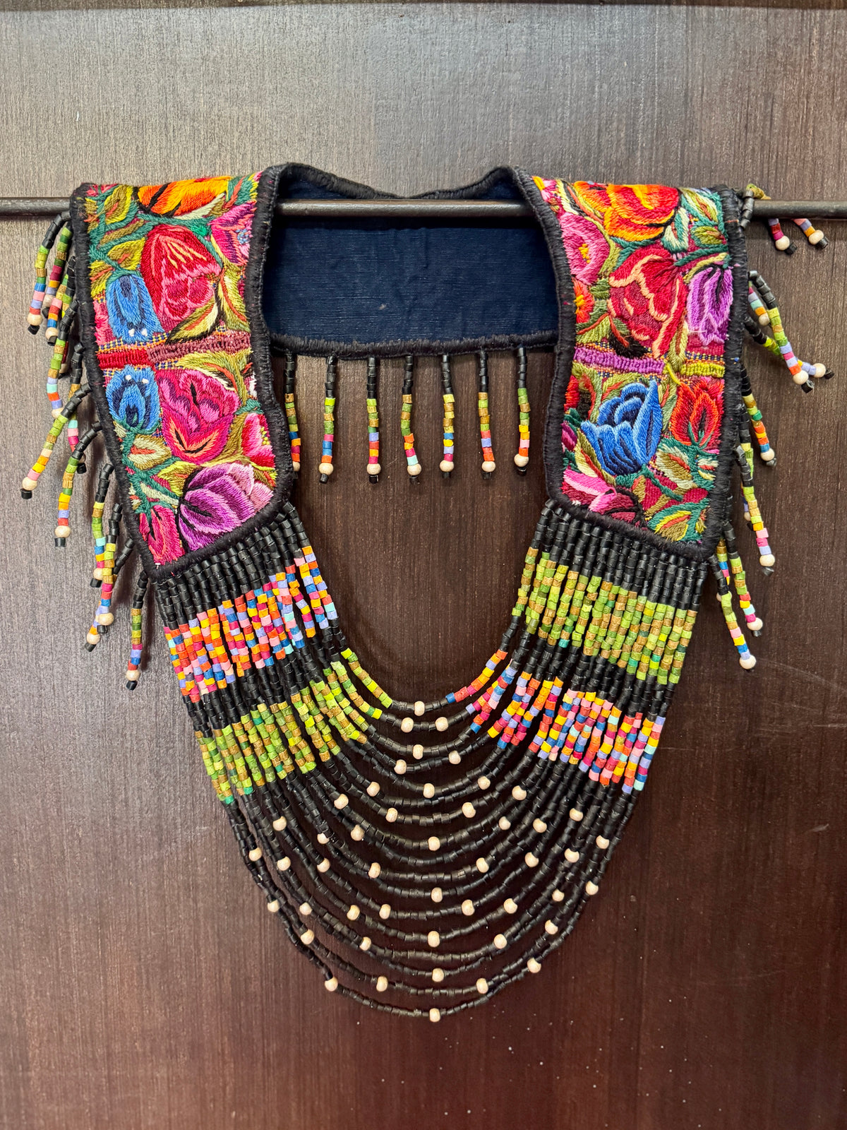 Shoulder Cape with Draped Beads - Huipil Capa Primavera Nocturna