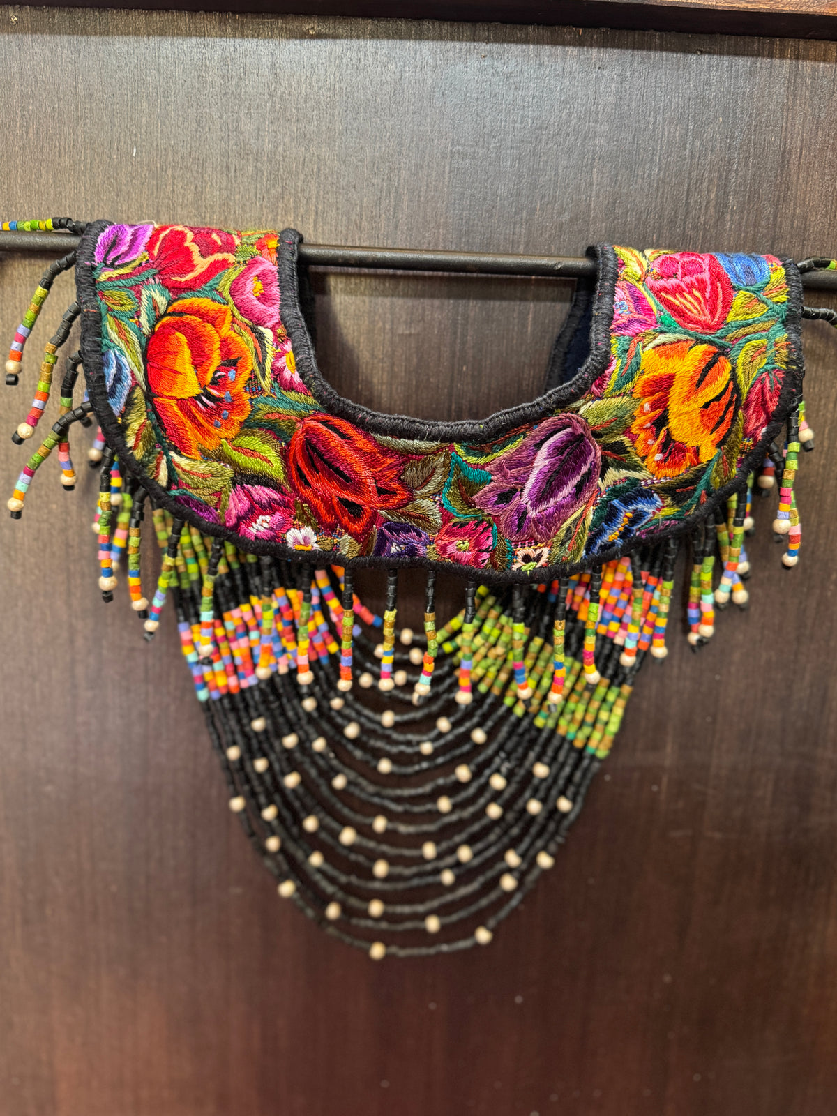 Shoulder Cape with Draped Beads - Huipil Capa Primavera Nocturna