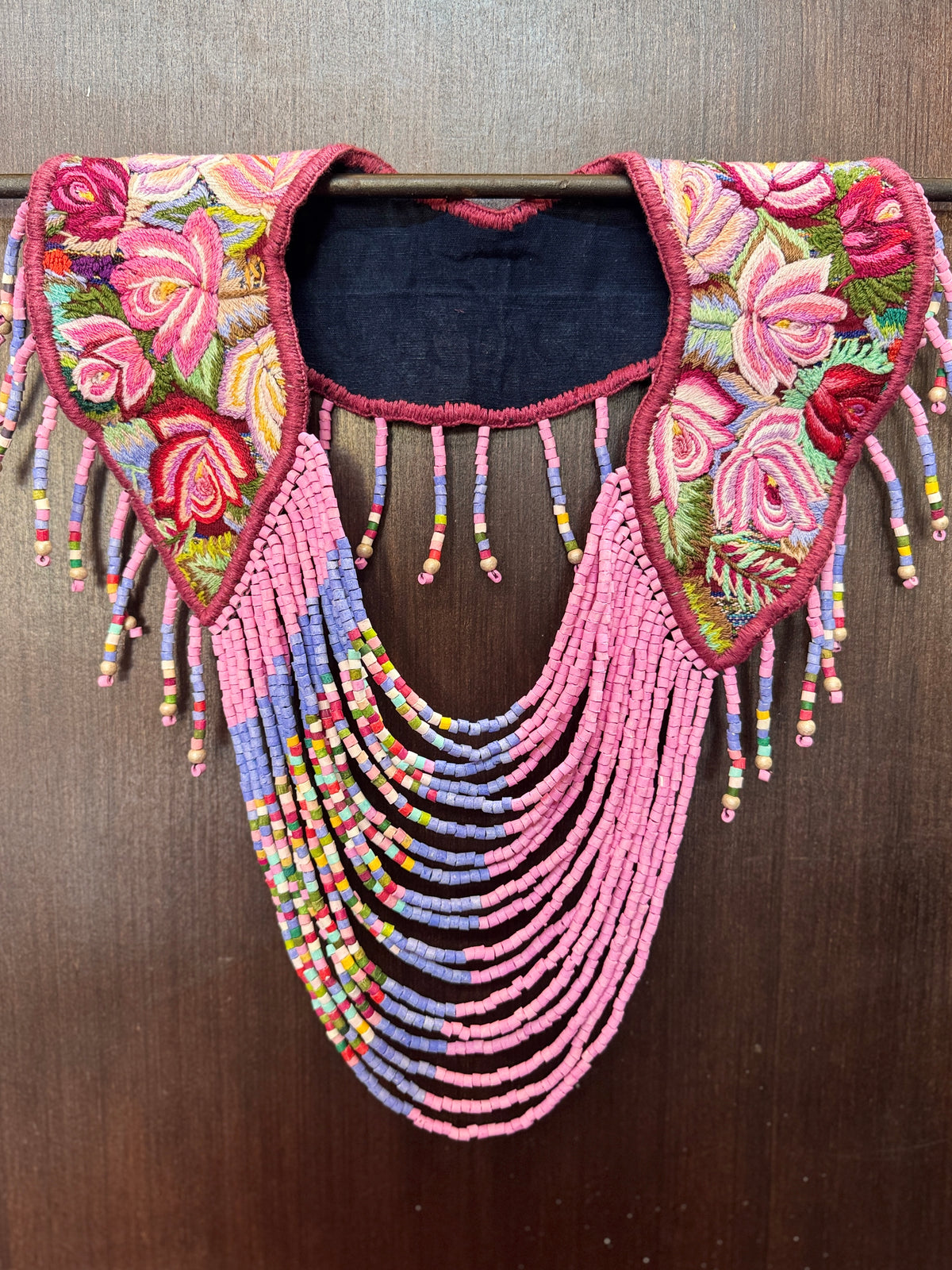 Shoulder Cape with Draped Beads - Huipil Capa Susurro de Rosas