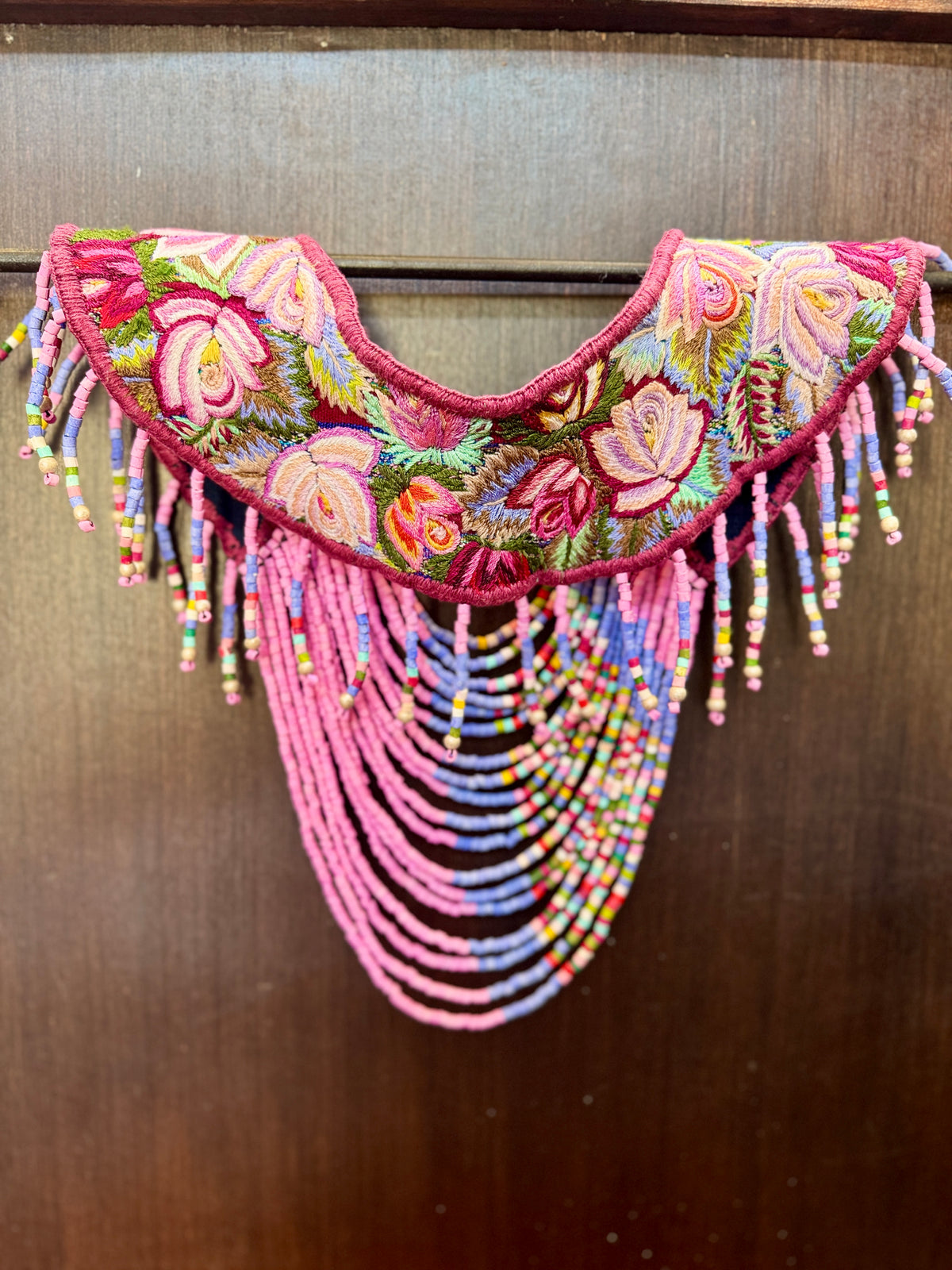 Shoulder Cape with Draped Beads - Huipil Capa Susurro de Rosas